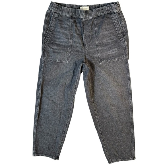 Madewell Denim - Madewell Gray Black Wide Leg Elastic Waist Jean Pants Womens Size Small